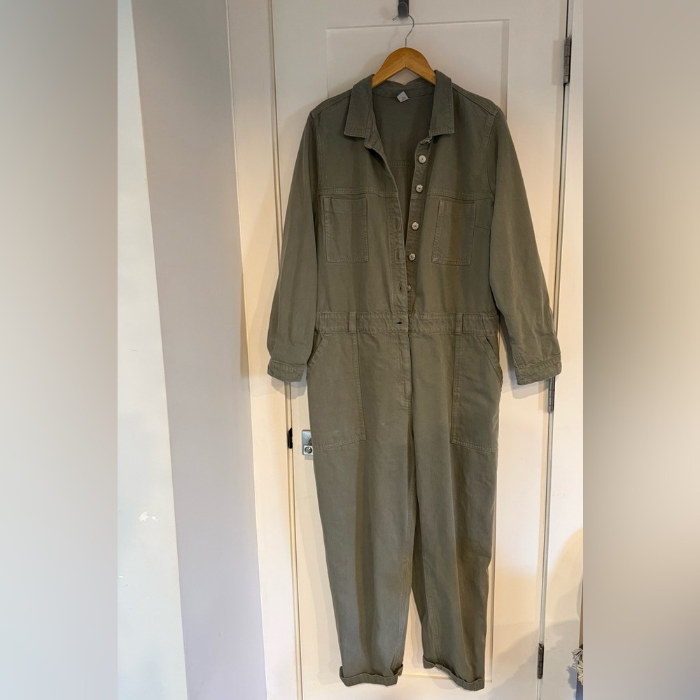 Old Navy Sage Green Button-Up Jumpsuit